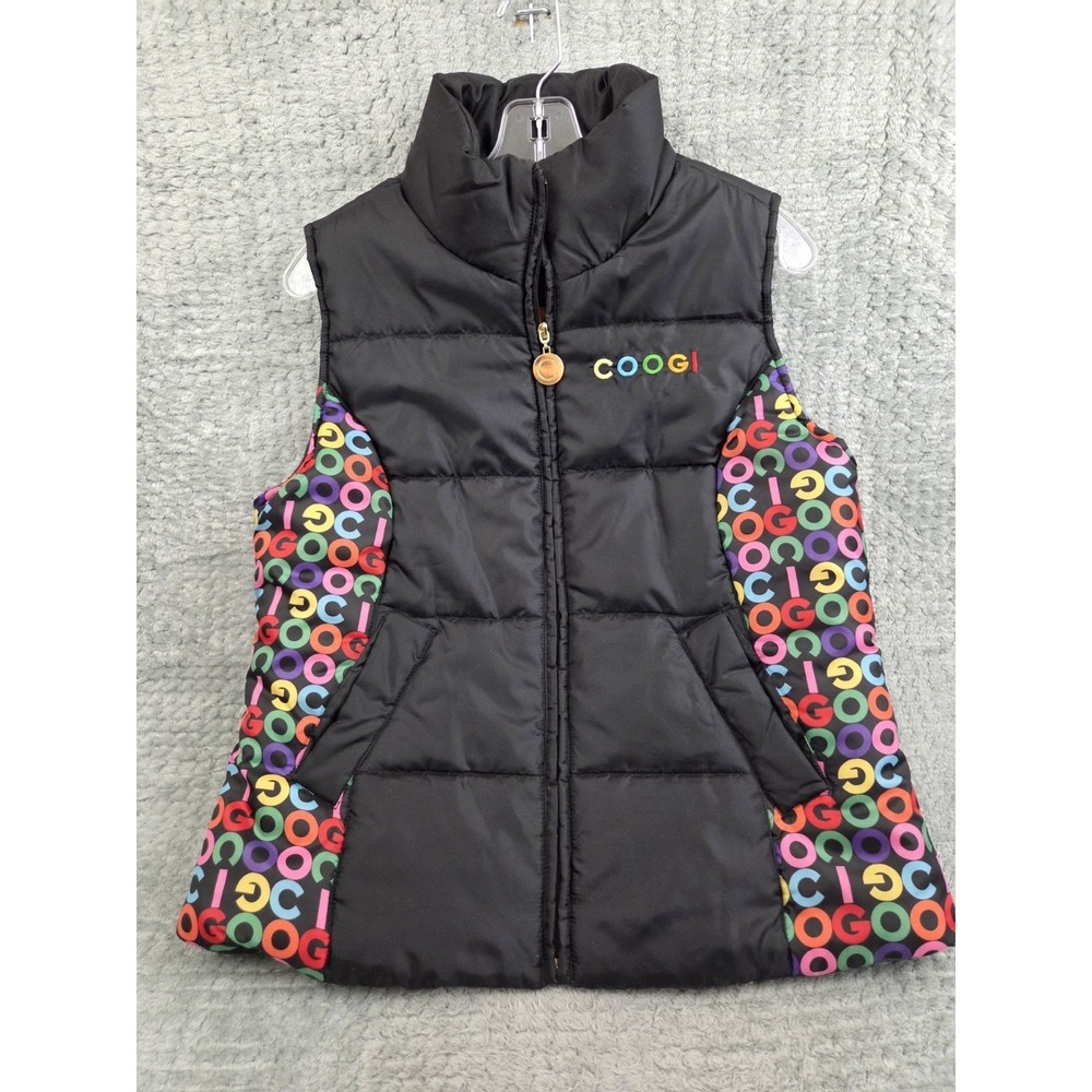 Coogi Puffer Vest Womens Large Multicolor Full Zip Y2K 2000s Hip Hop Steetwear